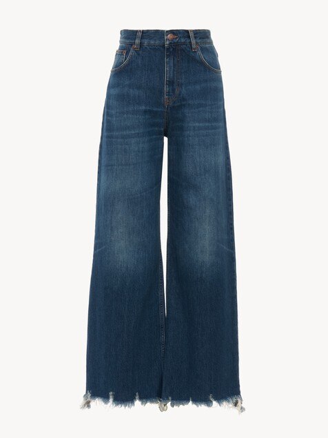 Cropped wide-leg jeans in denim