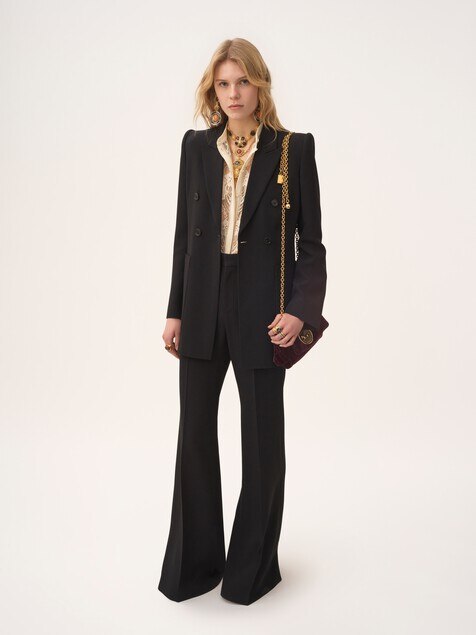 Double-breasted tailored jacket in a crêpe mix