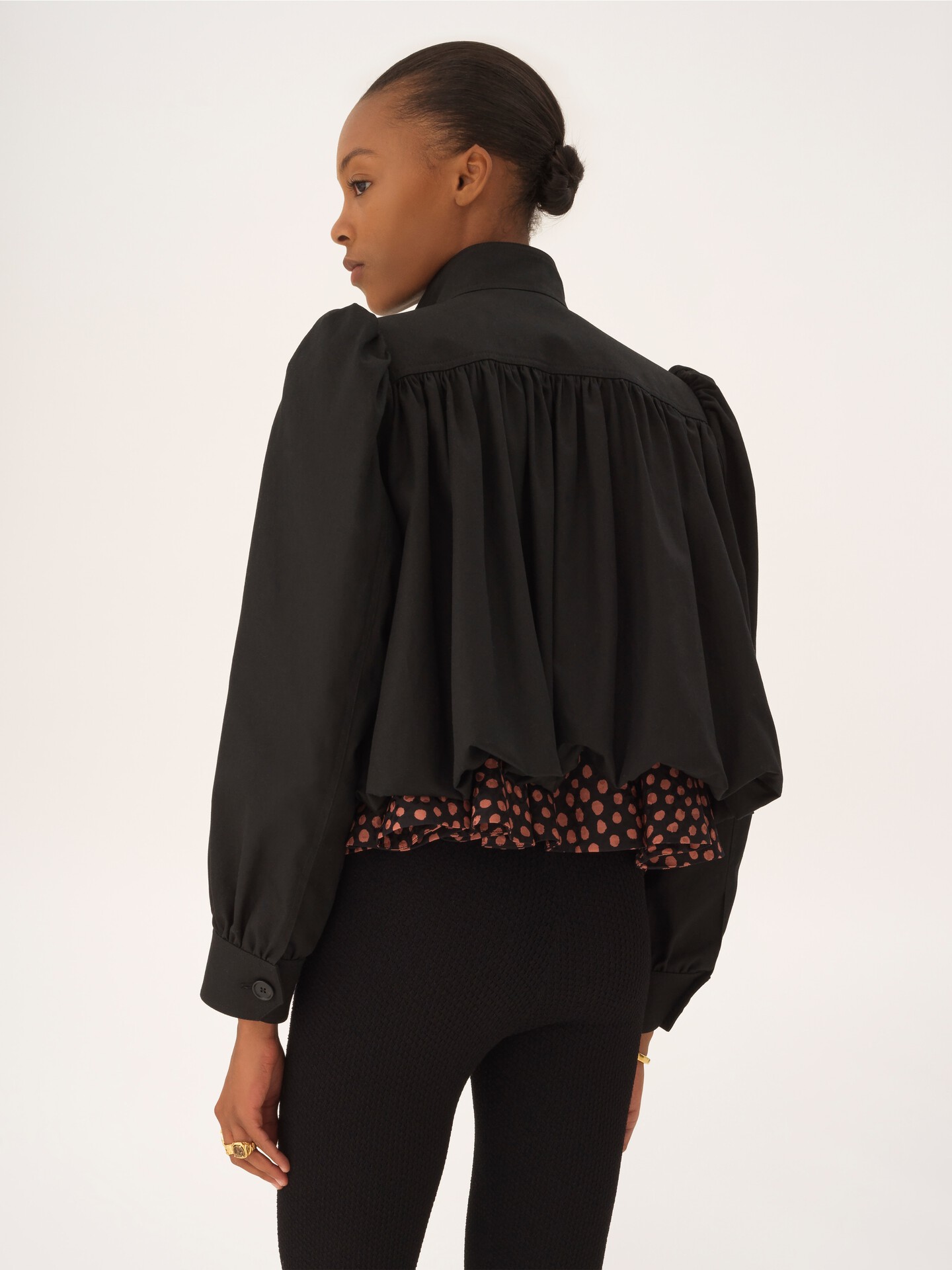 Gathered boule jacket in cotton canvas - 5