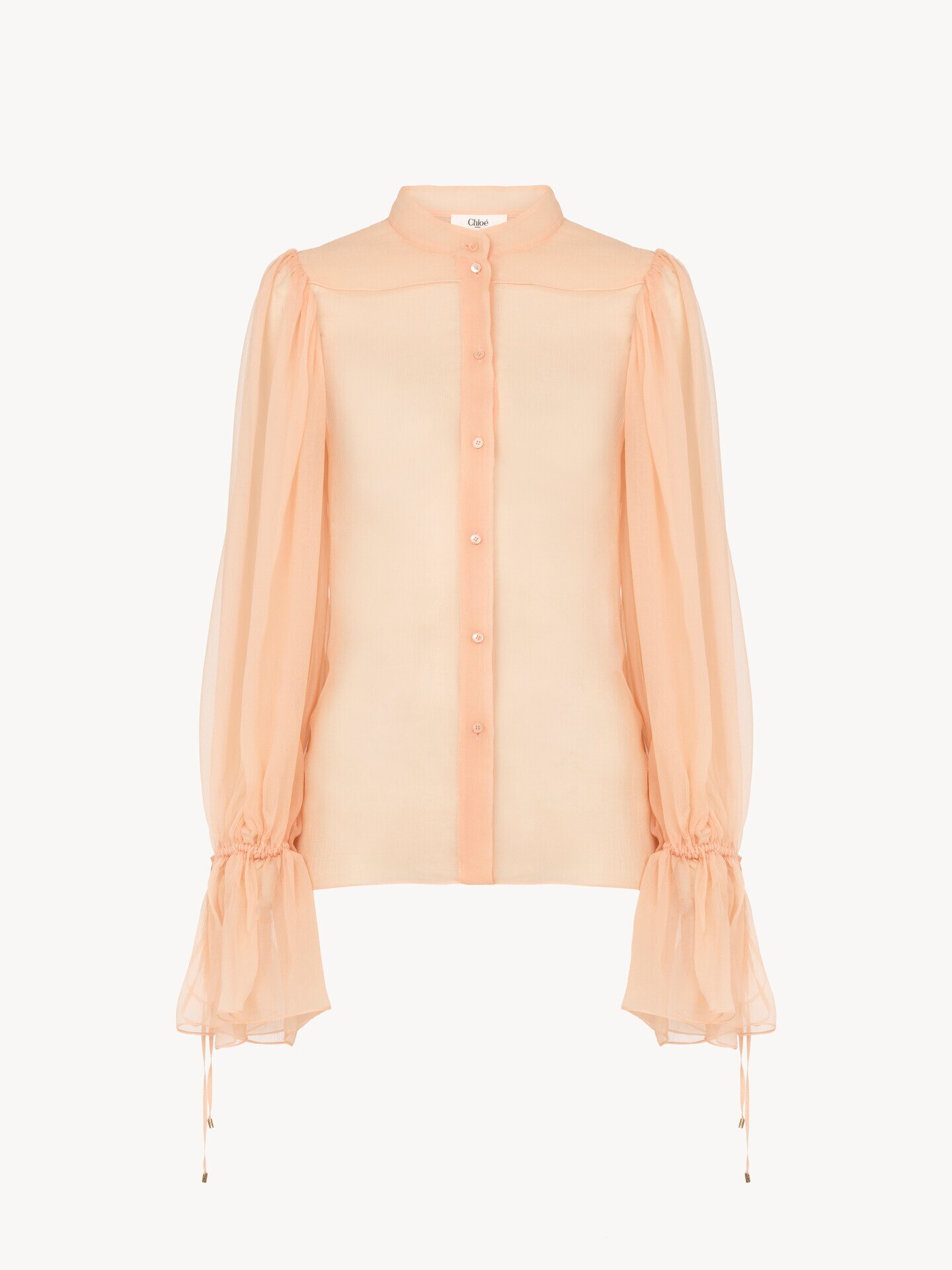 Puff-sleeve blouse in silk mousseline - 1