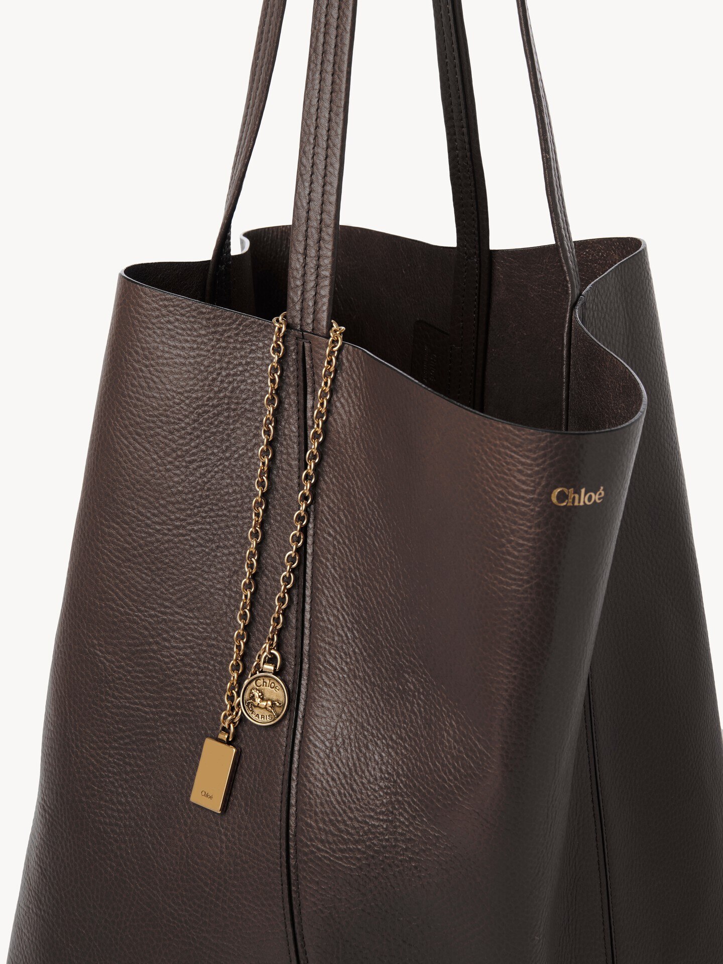 Large Chloé Spin tote bag in grained leather - 6