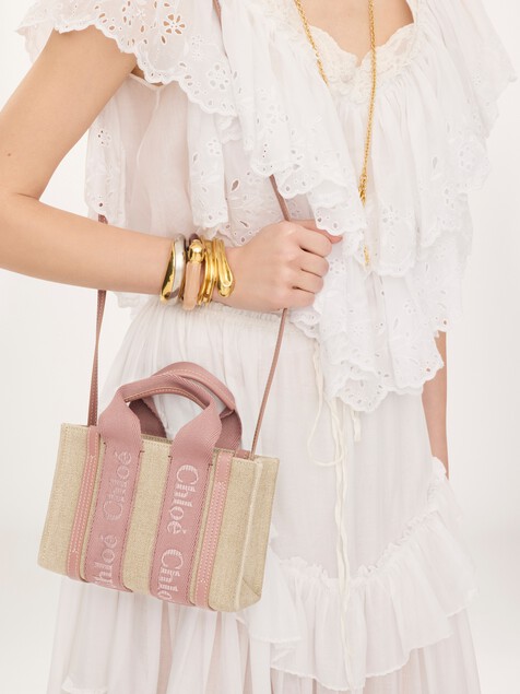 Minibolso tote Woody de lino