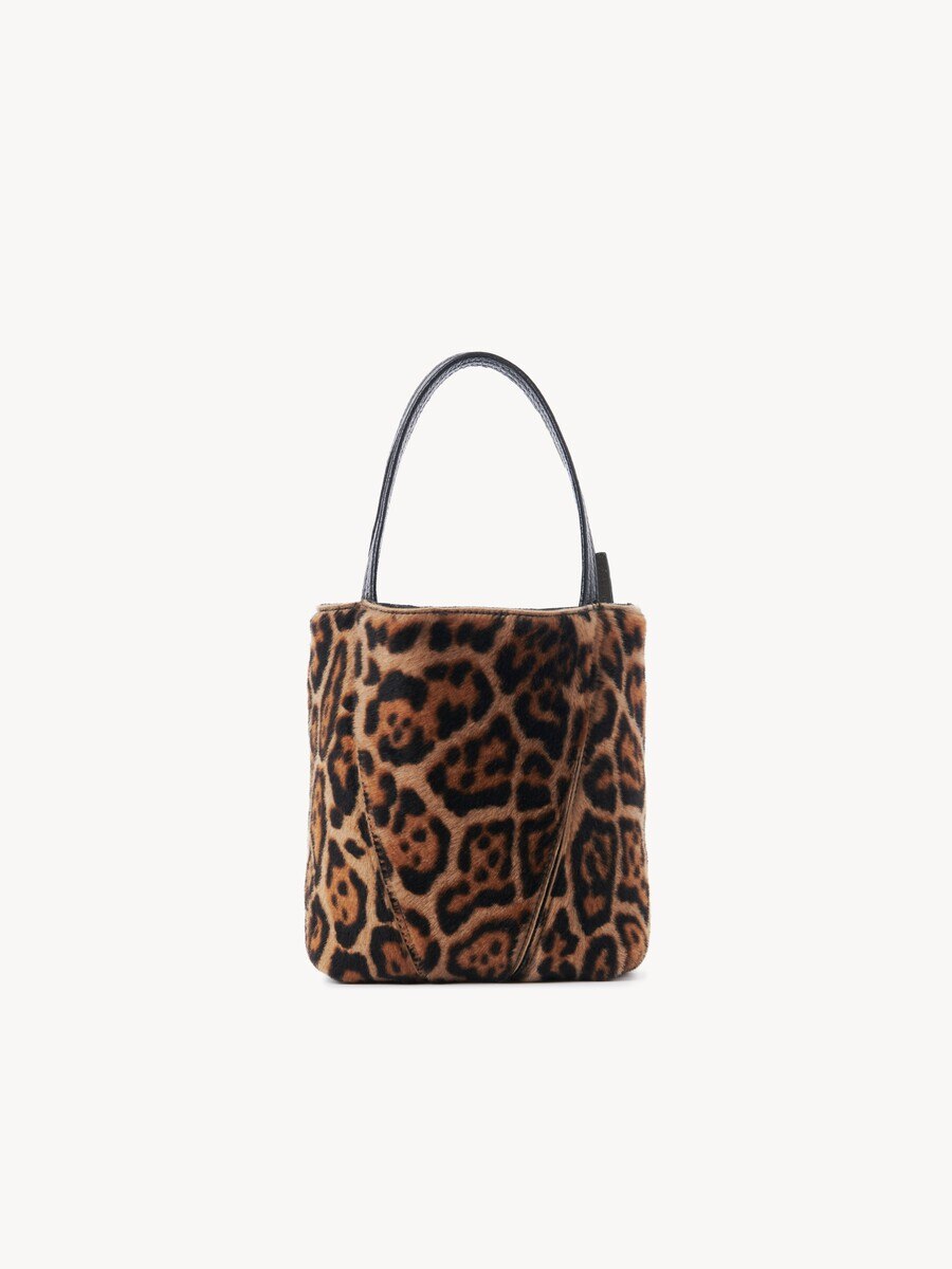 Small Chlo&eacute; Spin tote bag in leopard-print shearling - 4