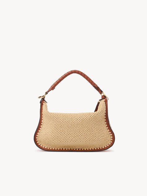 Small Marcie shoulder bag in raffia-effect