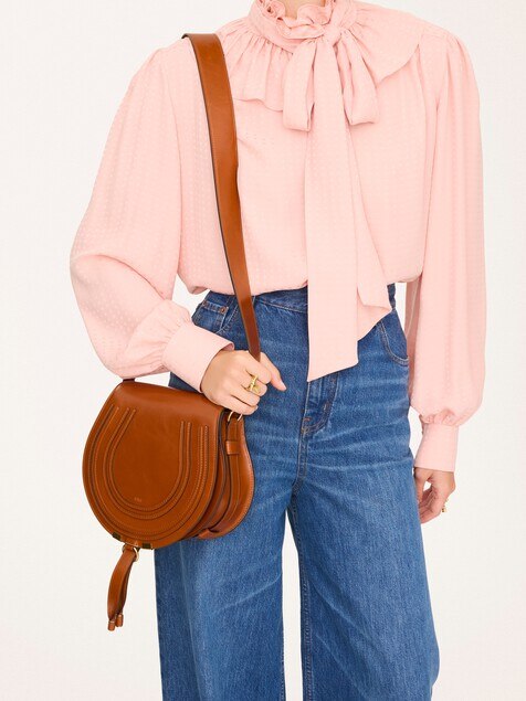 Marcie saddle bag in shiny leather