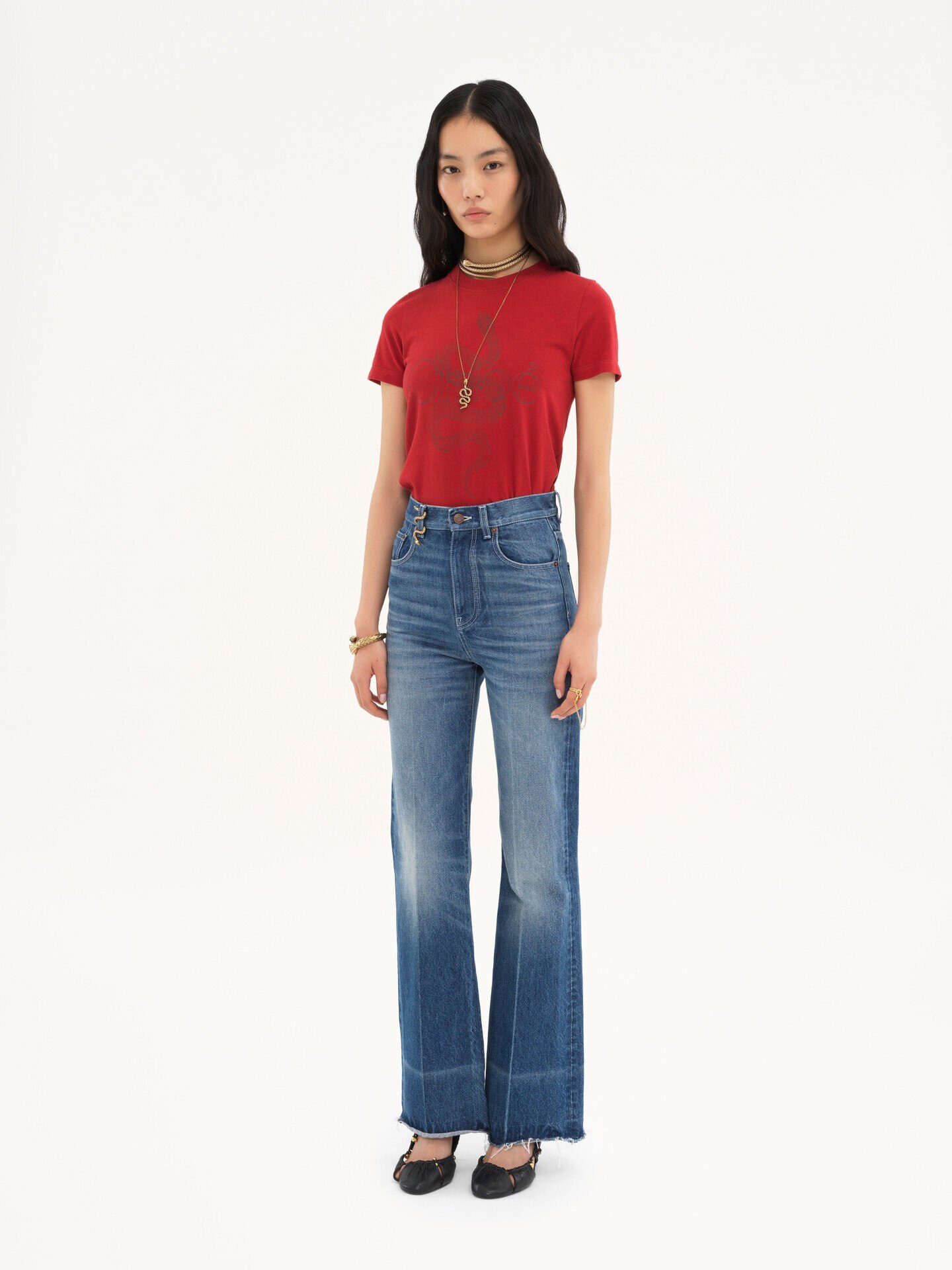 High-rise bootcut jeans in denim - 3