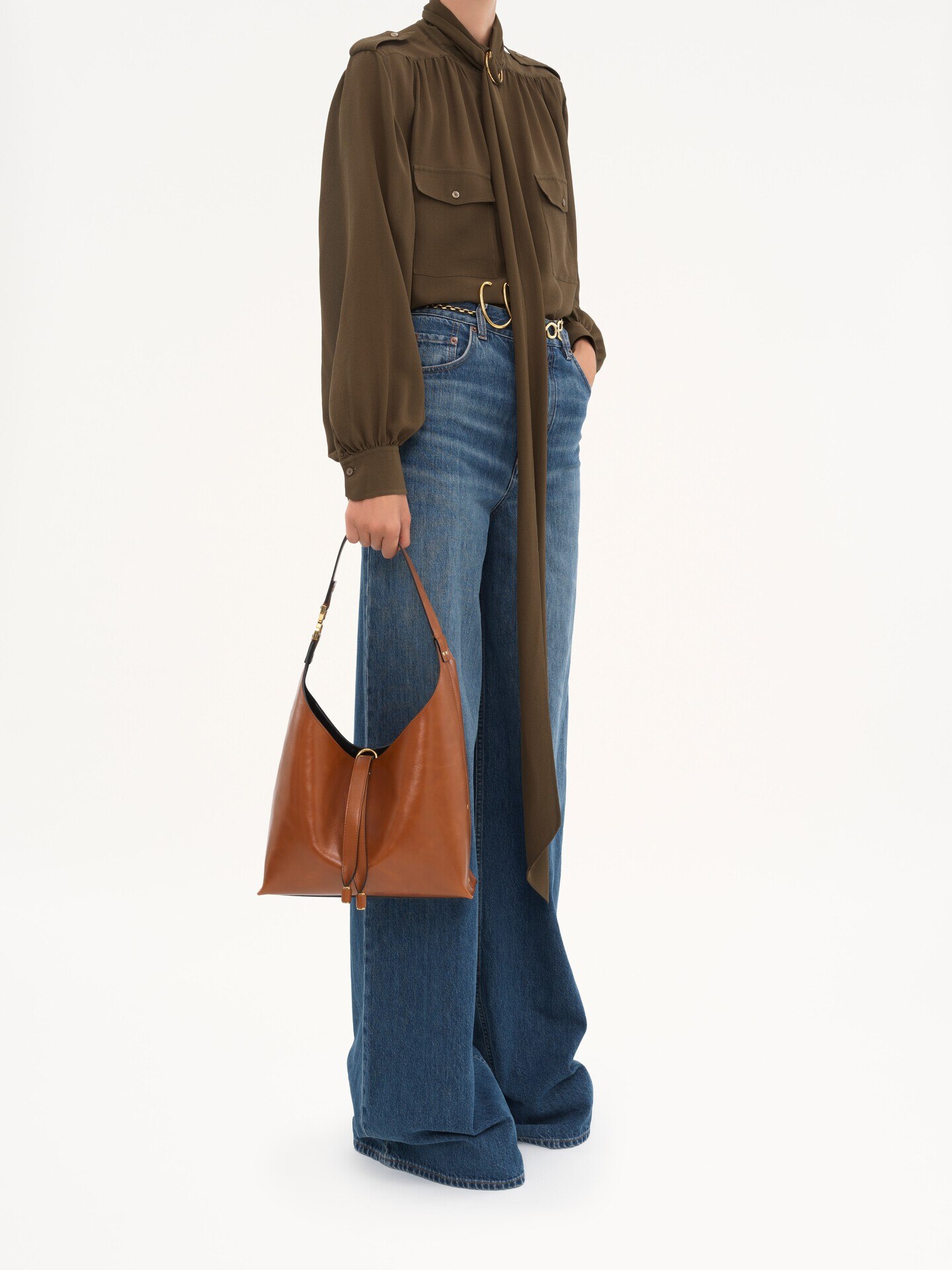 Small Marcie hobo bag in shiny leather - 8