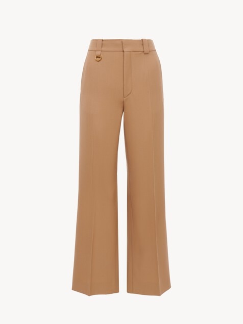 Pantalones de sastre cropped de lana grain de poudre