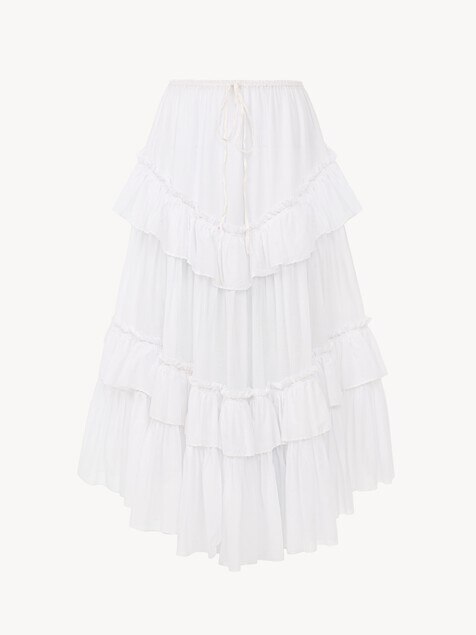 Layered ruffled midi skirt in cotton voile