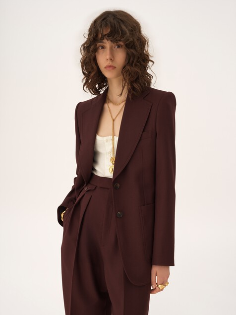 Single-breasted tailored jacket in wool gabardine