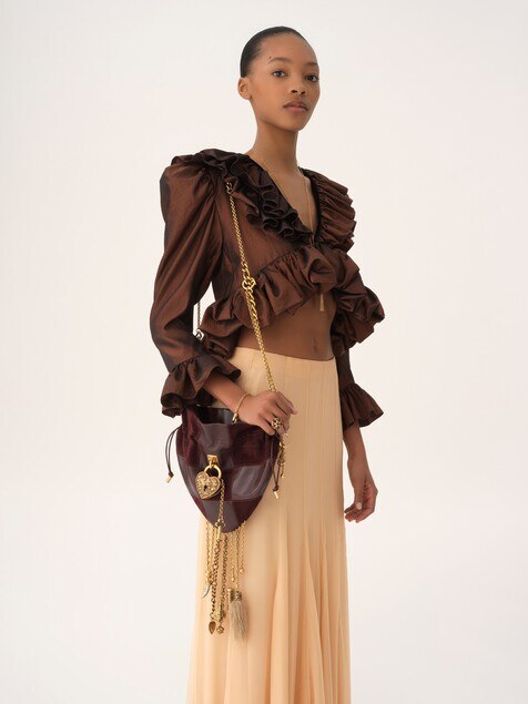 Château Treasures cross-body bag in grained & suede leather