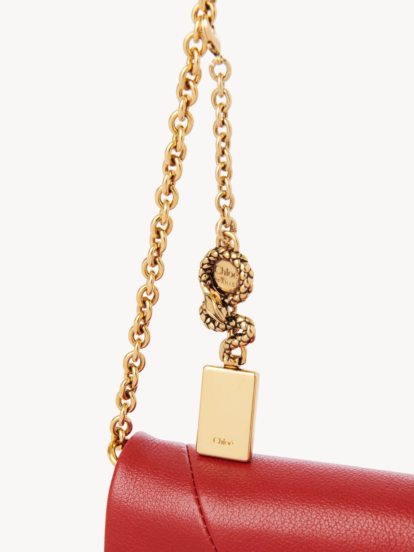 Chlo&eacute; Spin flap wallet on chain in grained leather - 7