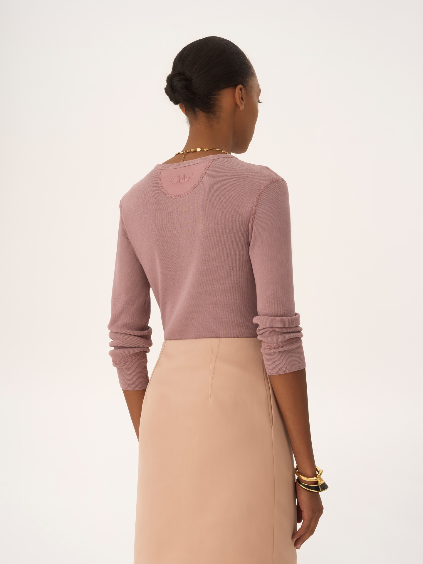 Fitted Henley shirt in cotton jersey - 5