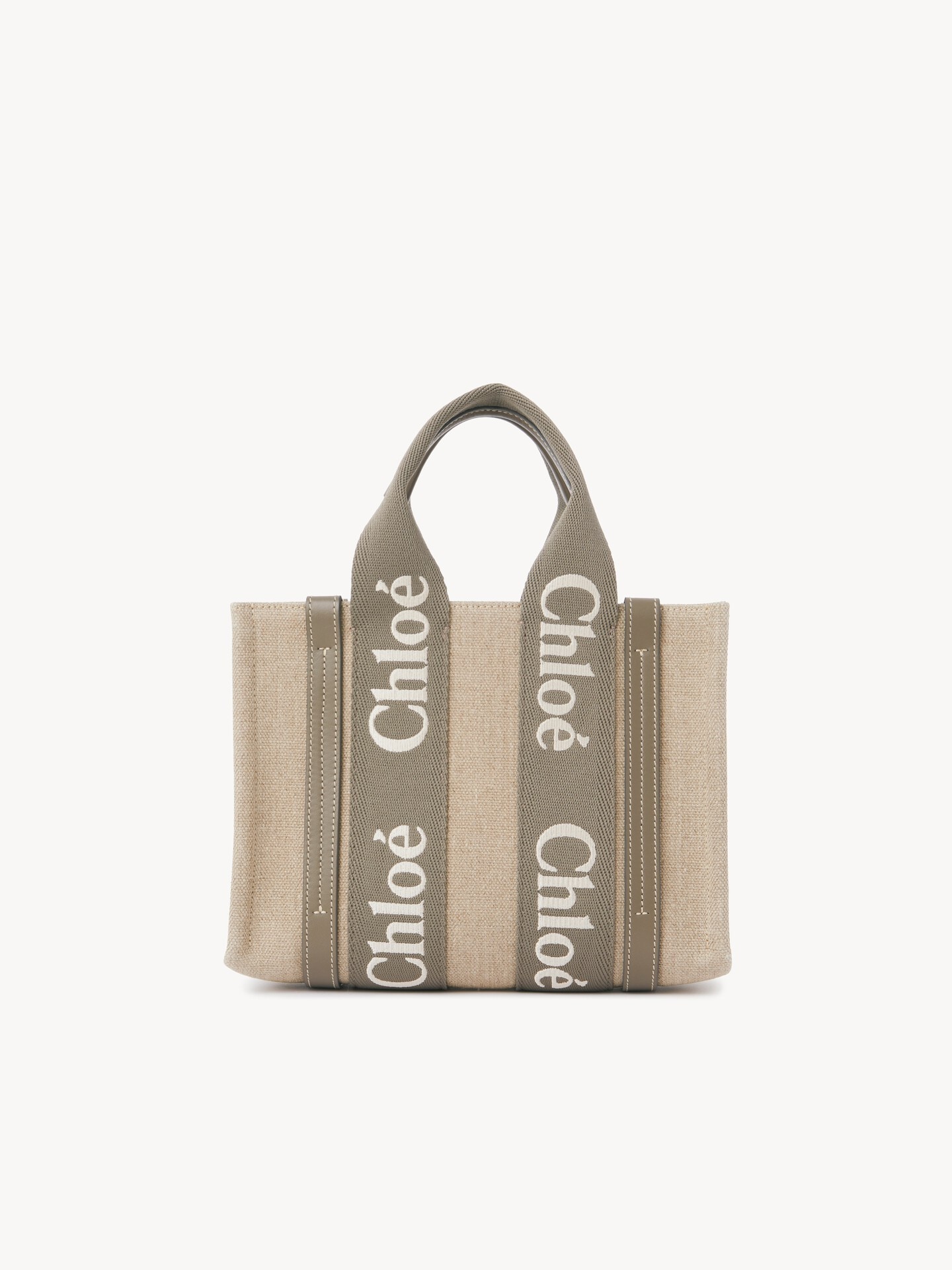 Small Woody tote bag in linen - 5