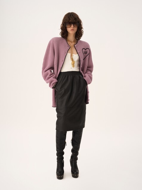 Generous logo cardigan in a wool & cashmere knit