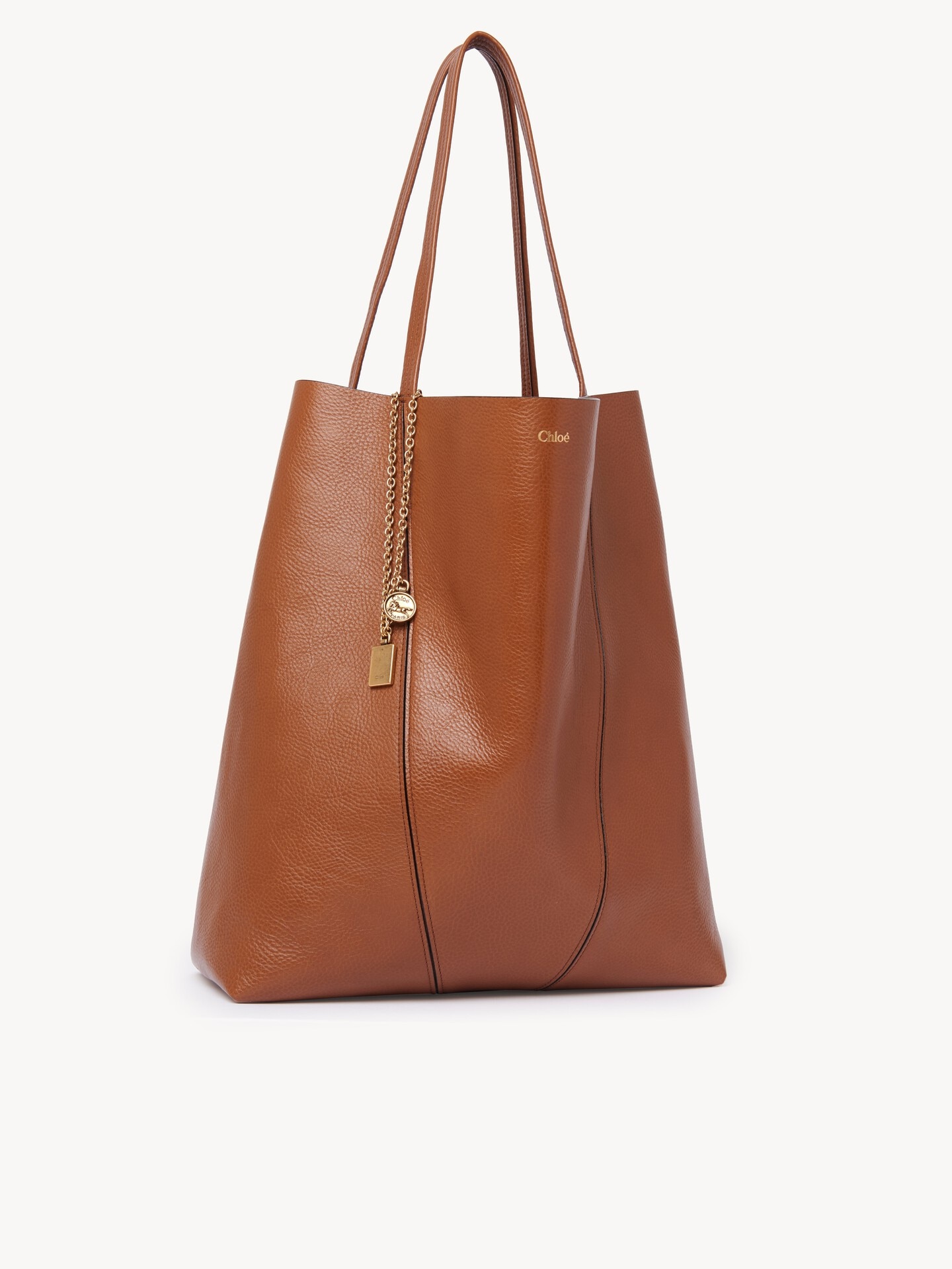 Large Chloé Spin tote bag in grained leather - 5