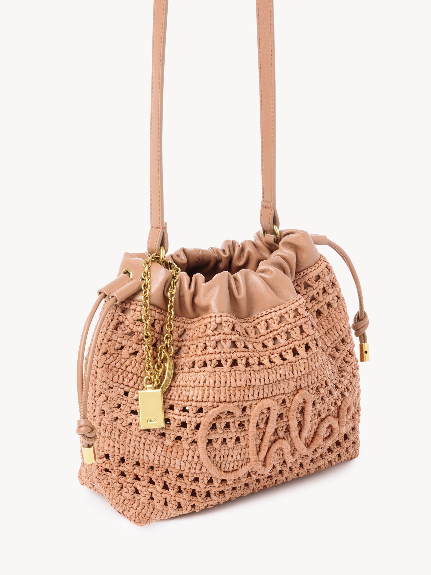 Mini bolso de hombro con cord&oacute;n Summer Banana de rafia - 4