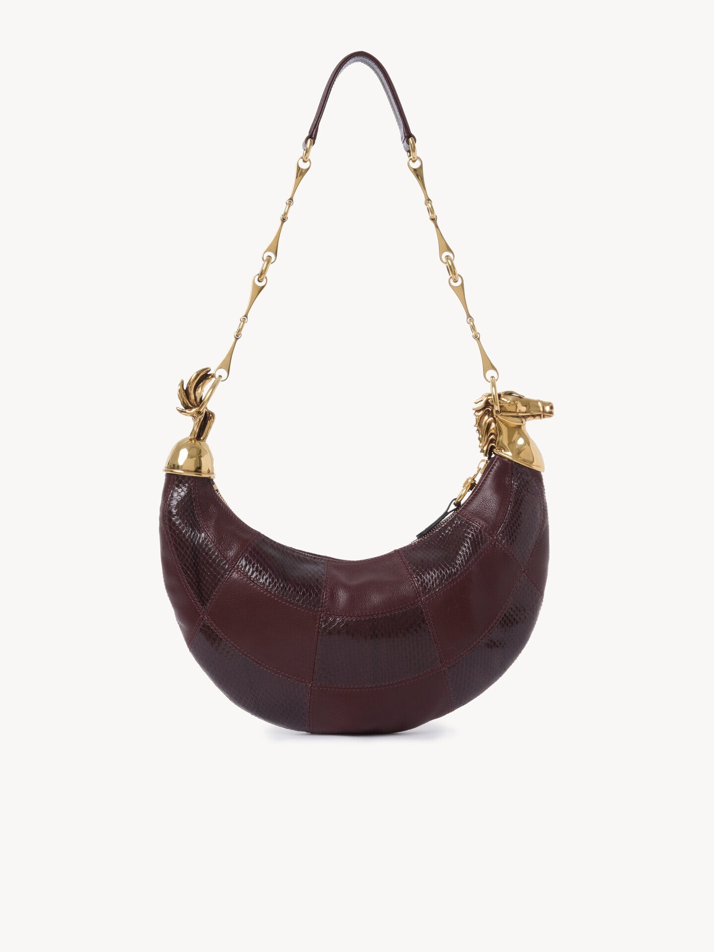 Chain Horse shoulder bag in grained leather and snakeskin - 7