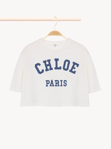 Camiseta cropped con logotipo infantil