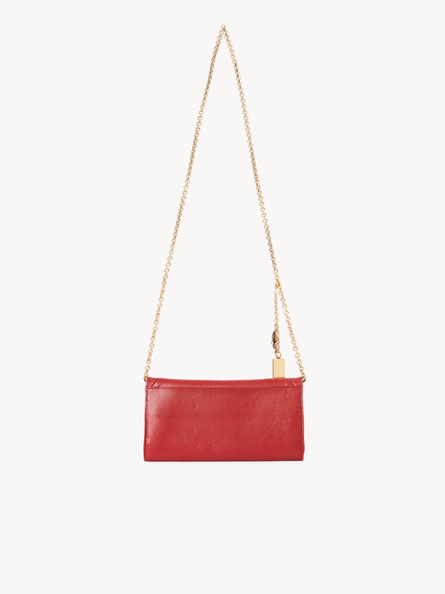 Chloé Spin flap wallet on chain in grained leather - 5