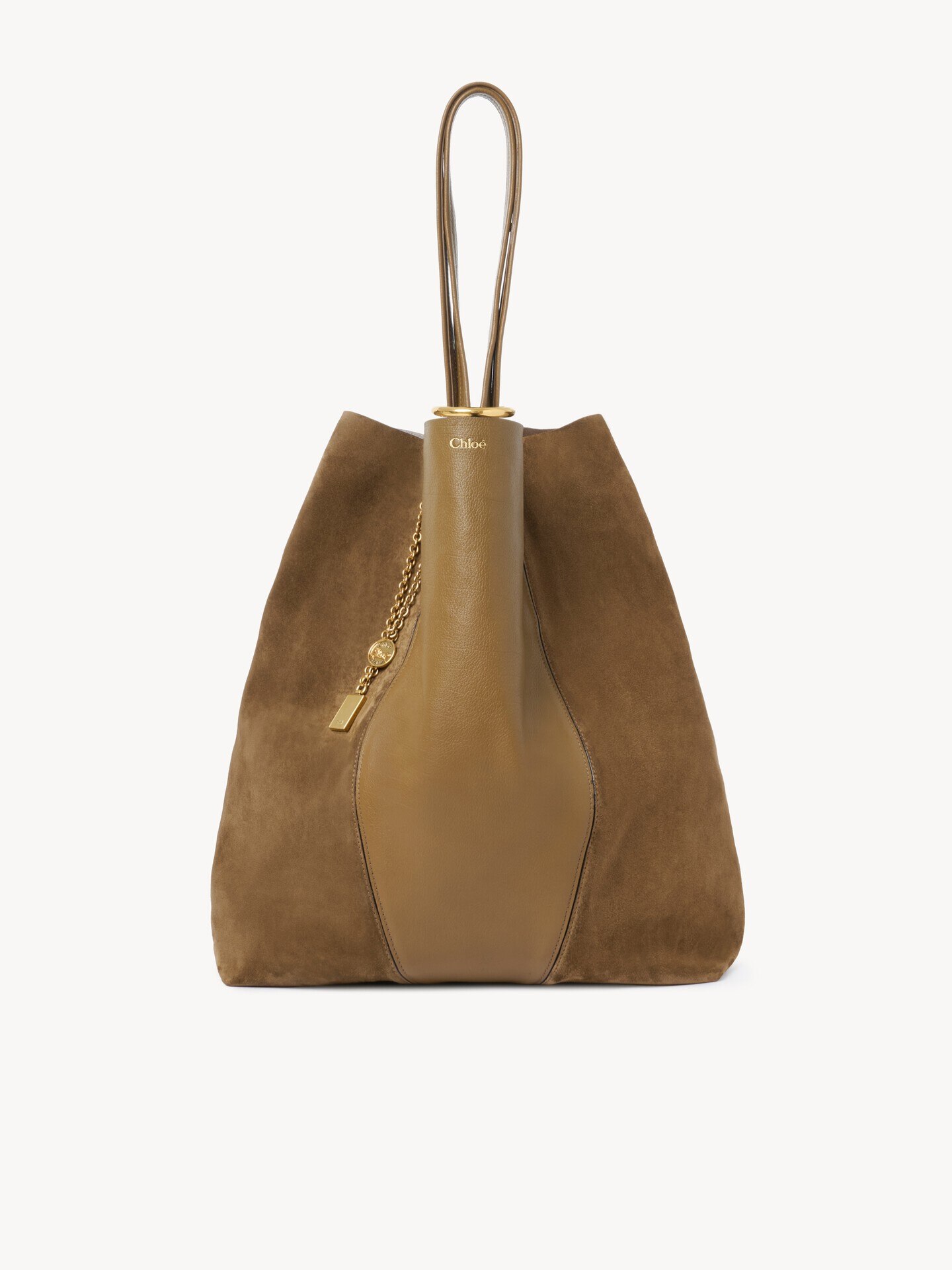 Large Chlo&eacute; Spin tote bag in grained and suede leather - 2