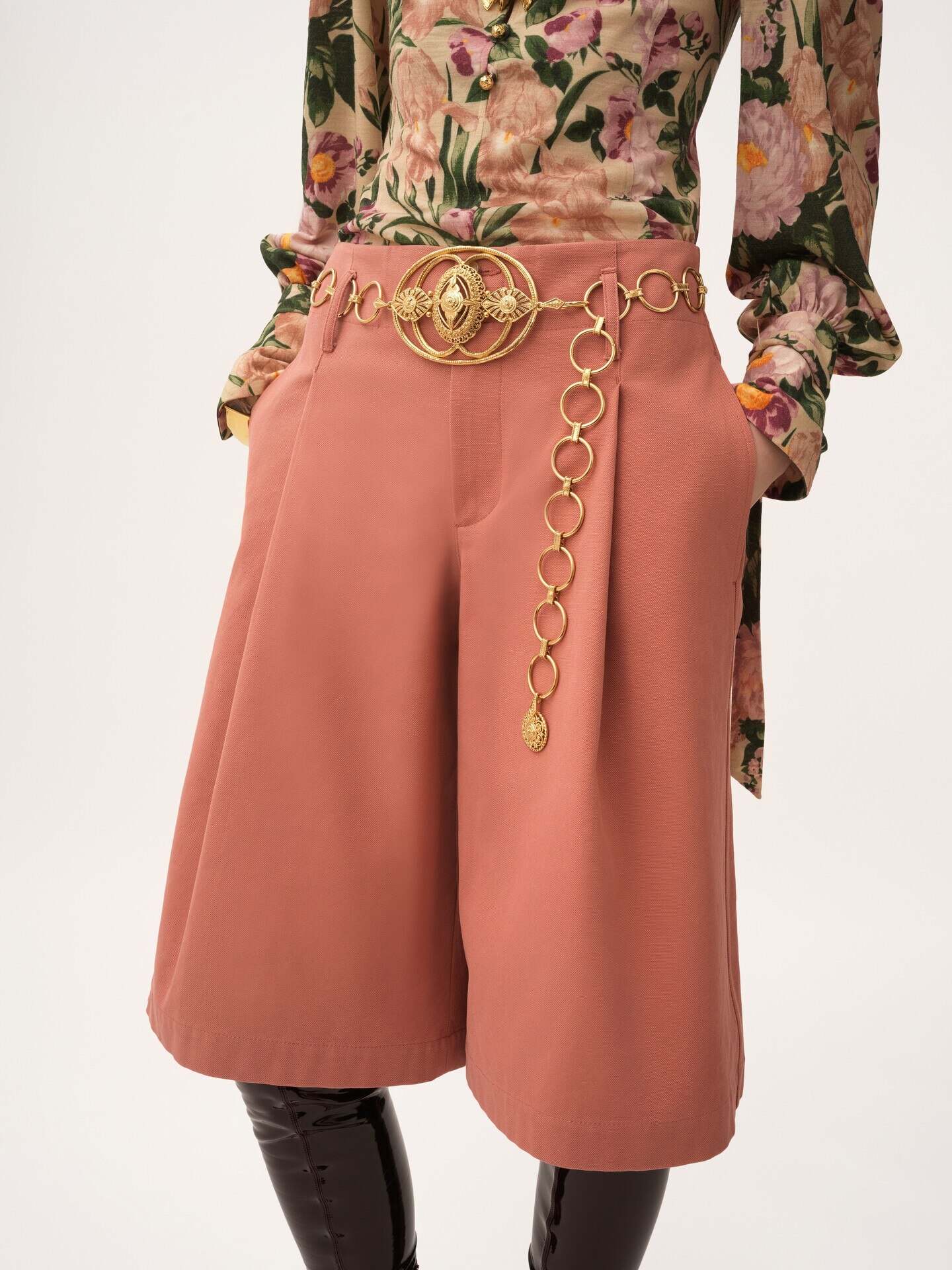 High-rise wide-leg bermuda shorts in cotton - 5