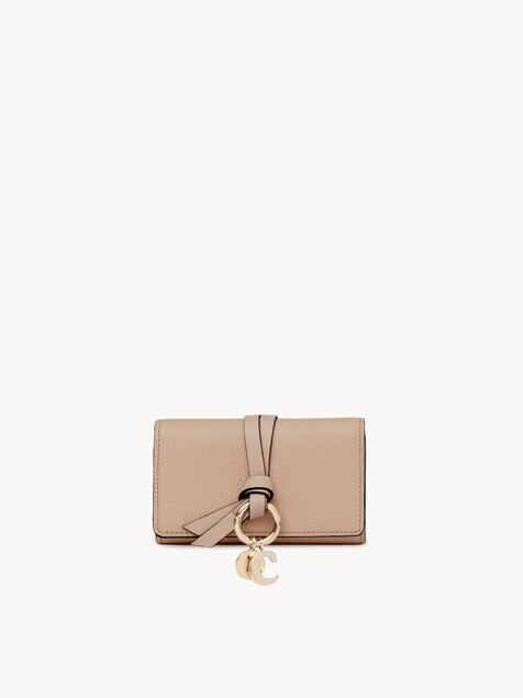 Alphabet key case in grained leather