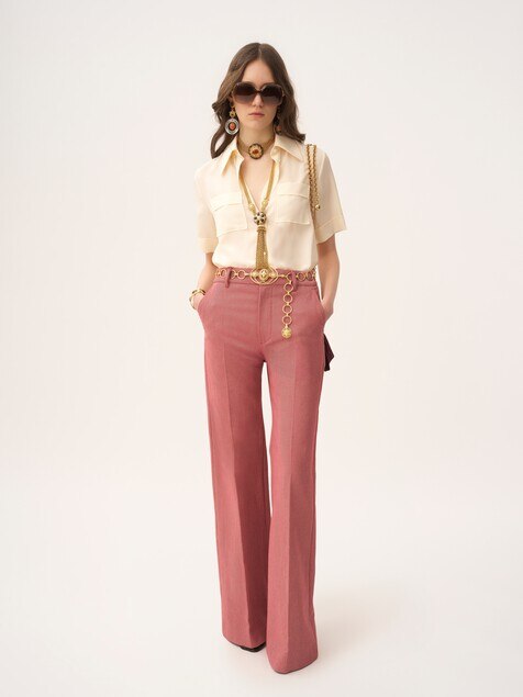 Short-sleeve blouse in crêpe de chine