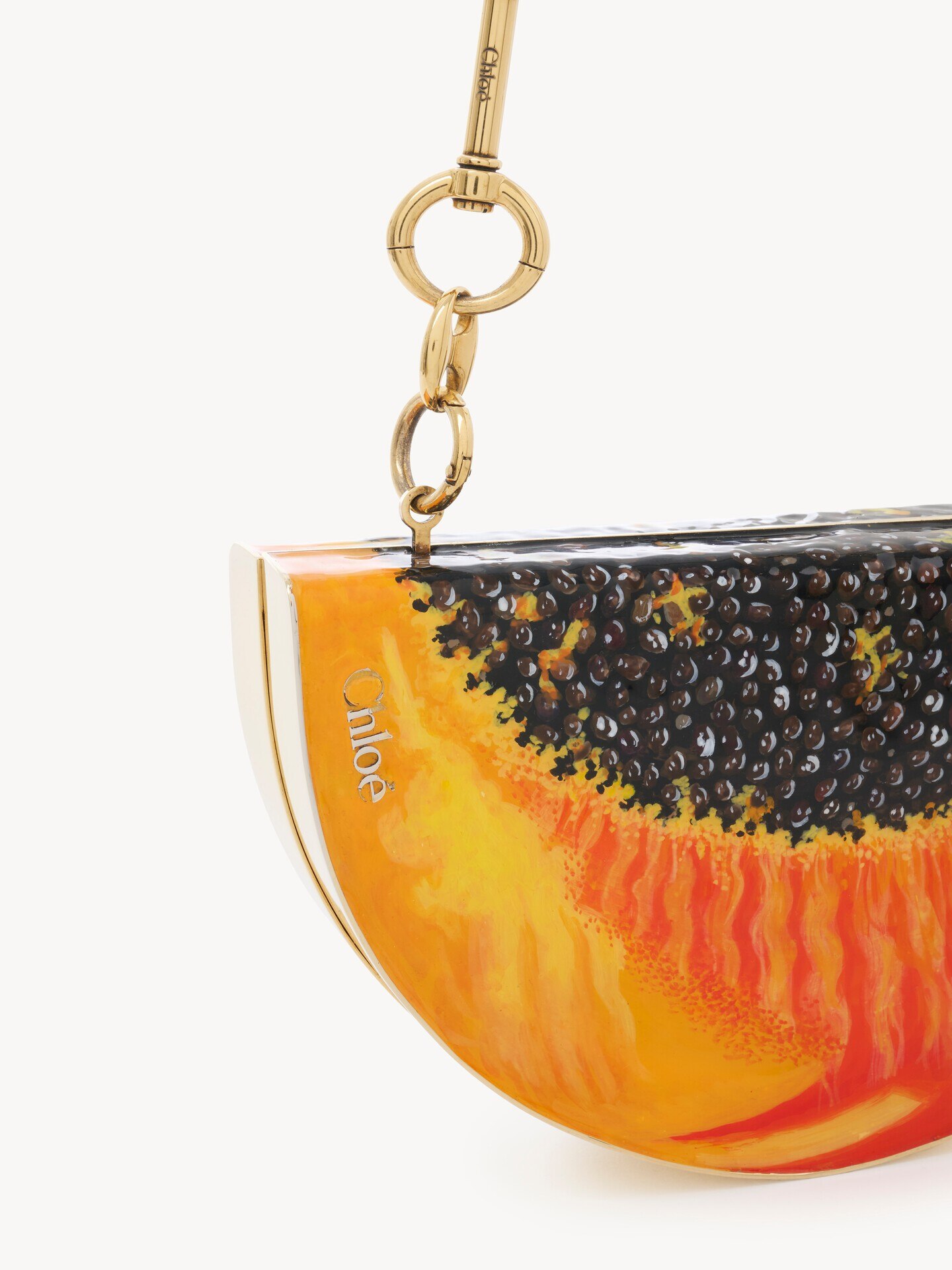 Chlo&eacute; Tropicus papaya minaudi&egrave;re in brass - 7