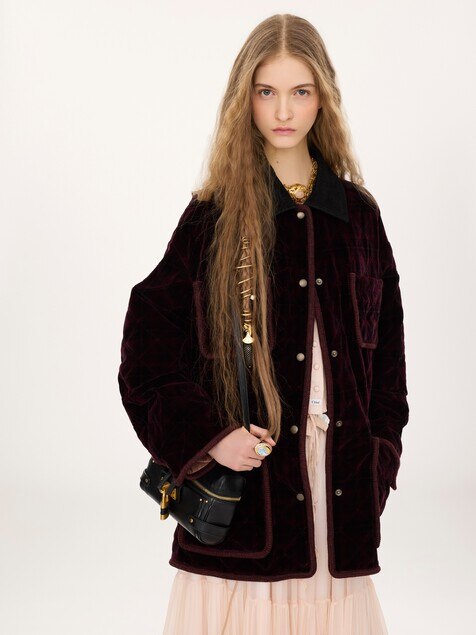 Padded short coat in check cotton