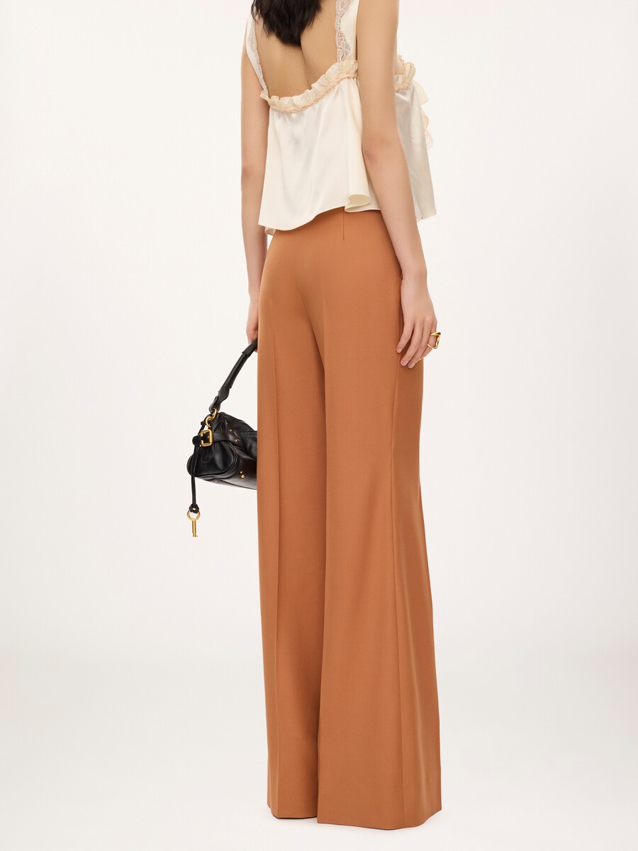 High-rise flared pants in wool gabardine - 5