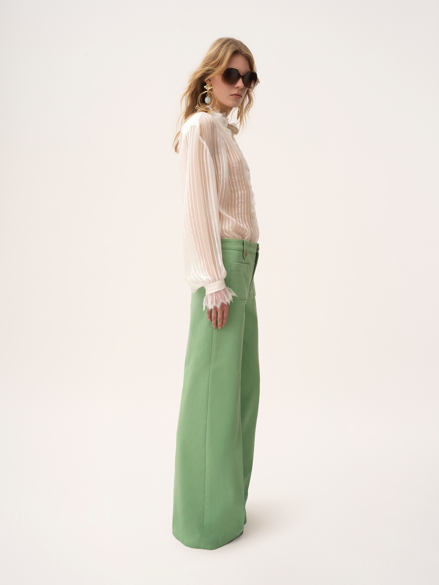 Flared trousers in cotton canvas - 3