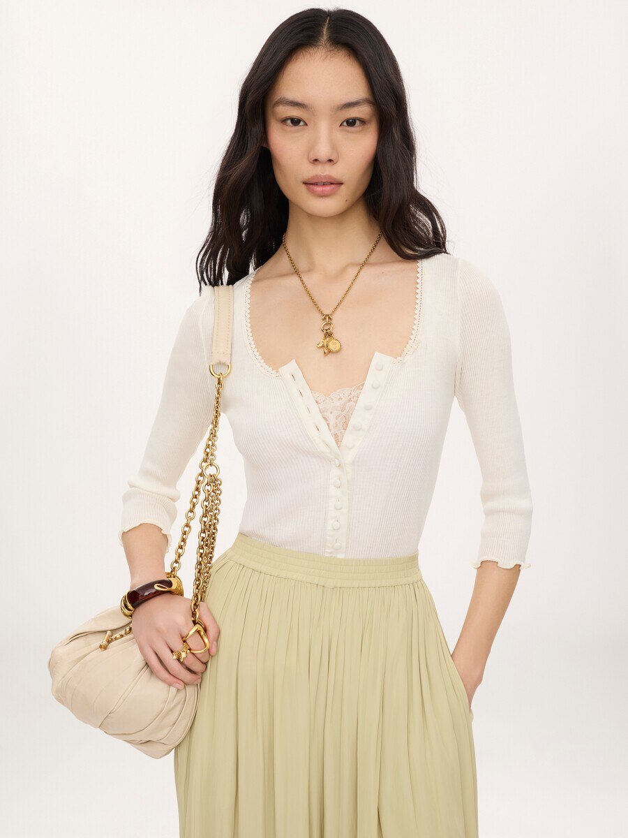 Fitted top in cotton & silk jersey - 4