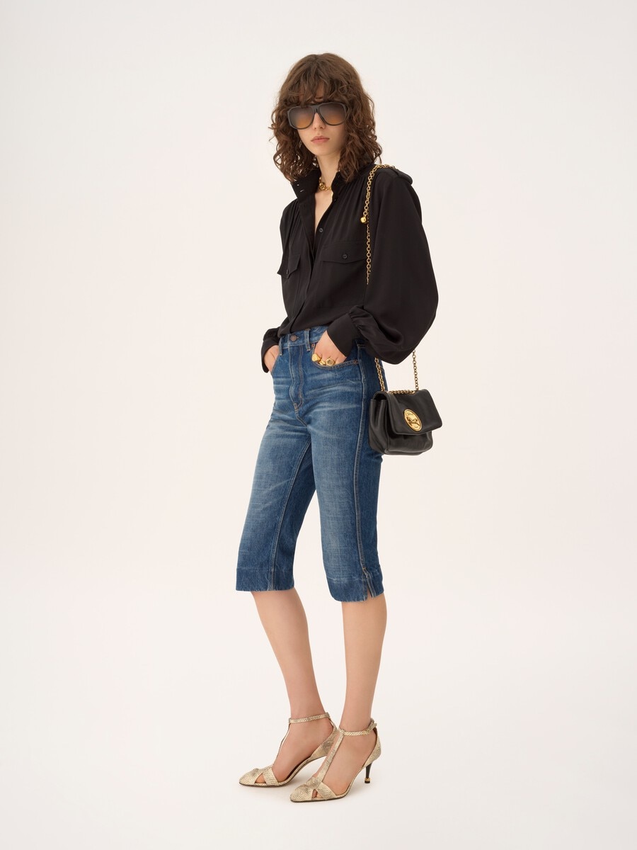 Gathered blouse in cr&ecirc;pe de chine - 3