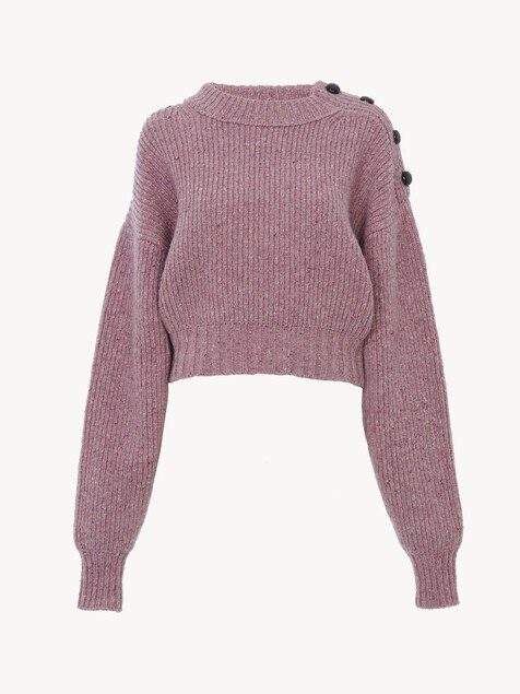 Cropped mock-neck jumper in a merino wool knit