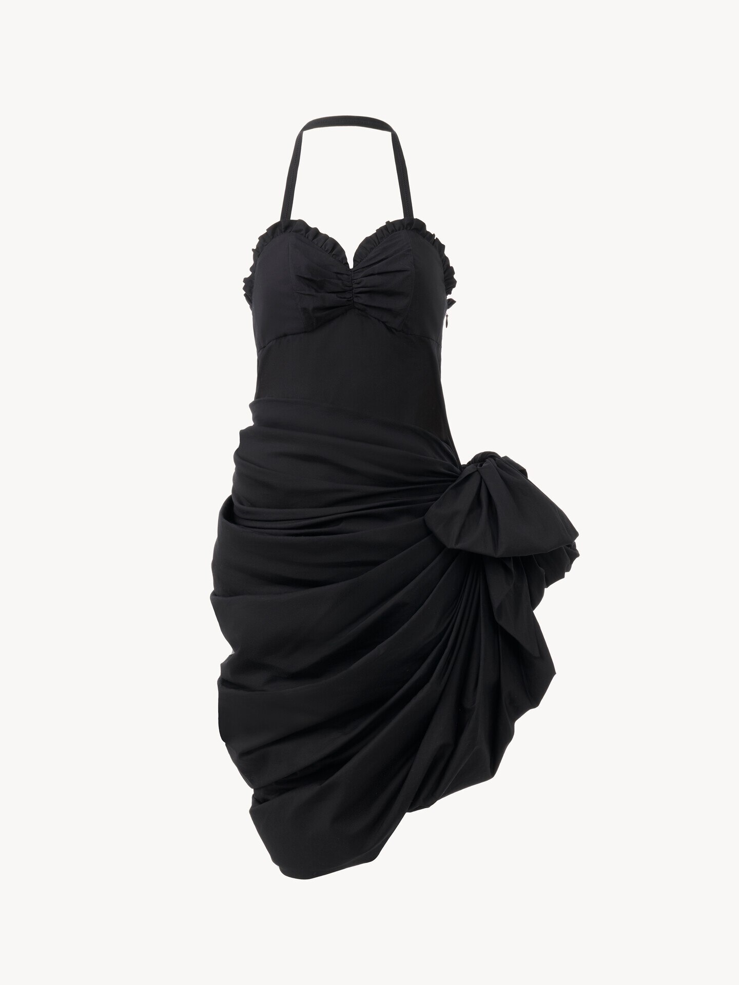 Vestido envolvente con cuello halter de popelina de algod&oacute;n - 2