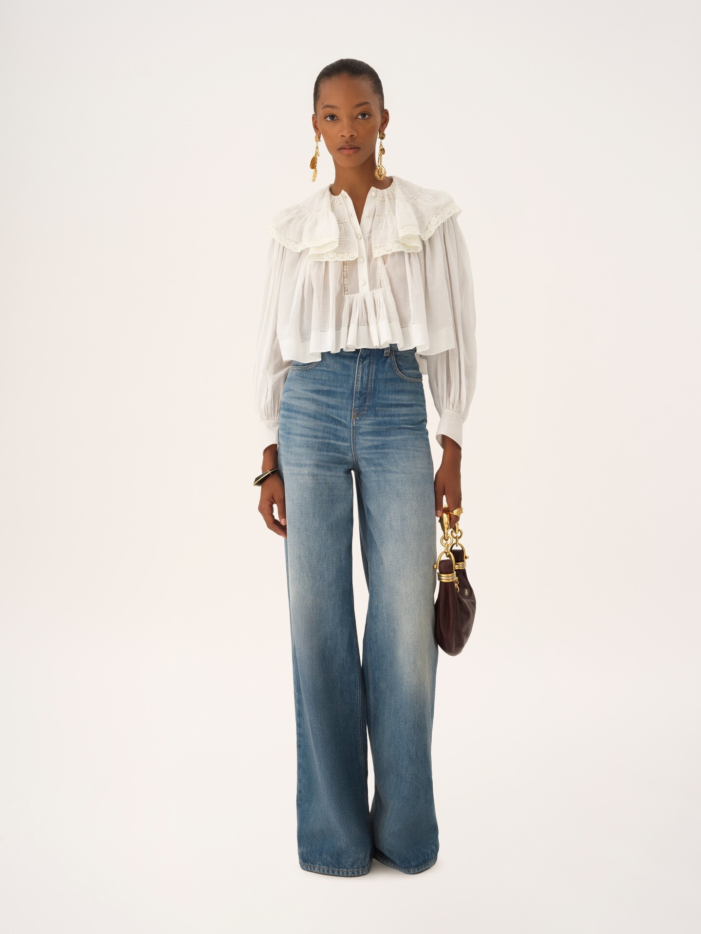High-rise wide-leg jeans in denim - 3