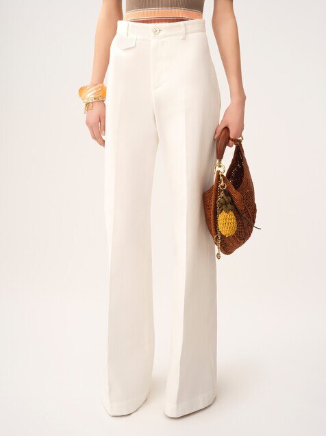 High-rise flared pants in cotton canvas