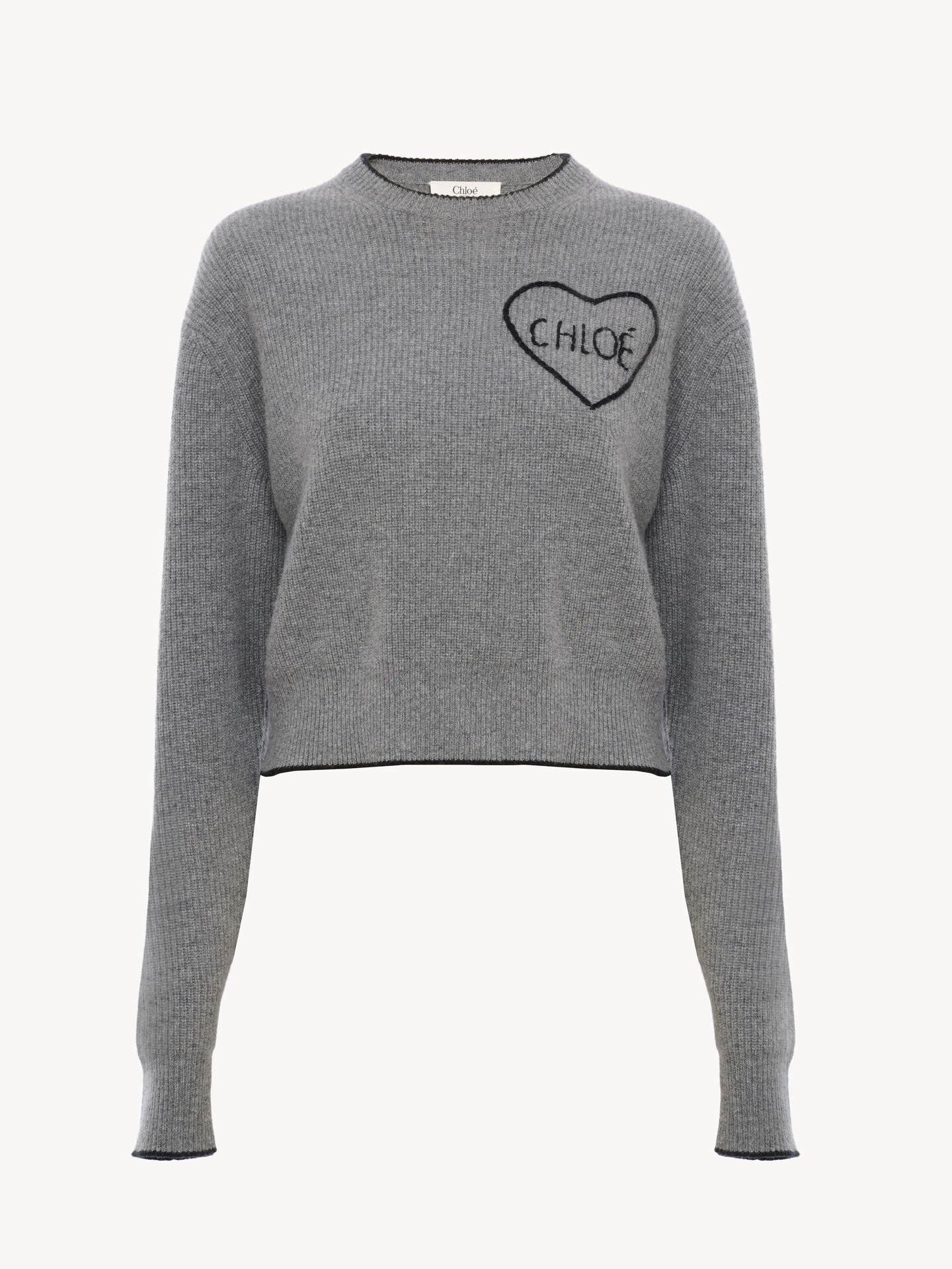 Cropped fitted logo jumper in a wool knit - 2