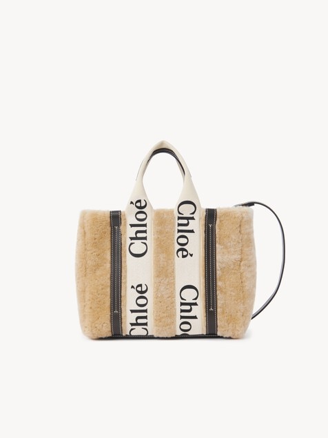 Bolso tote peque&ntilde;o Woody de cuero de borrego