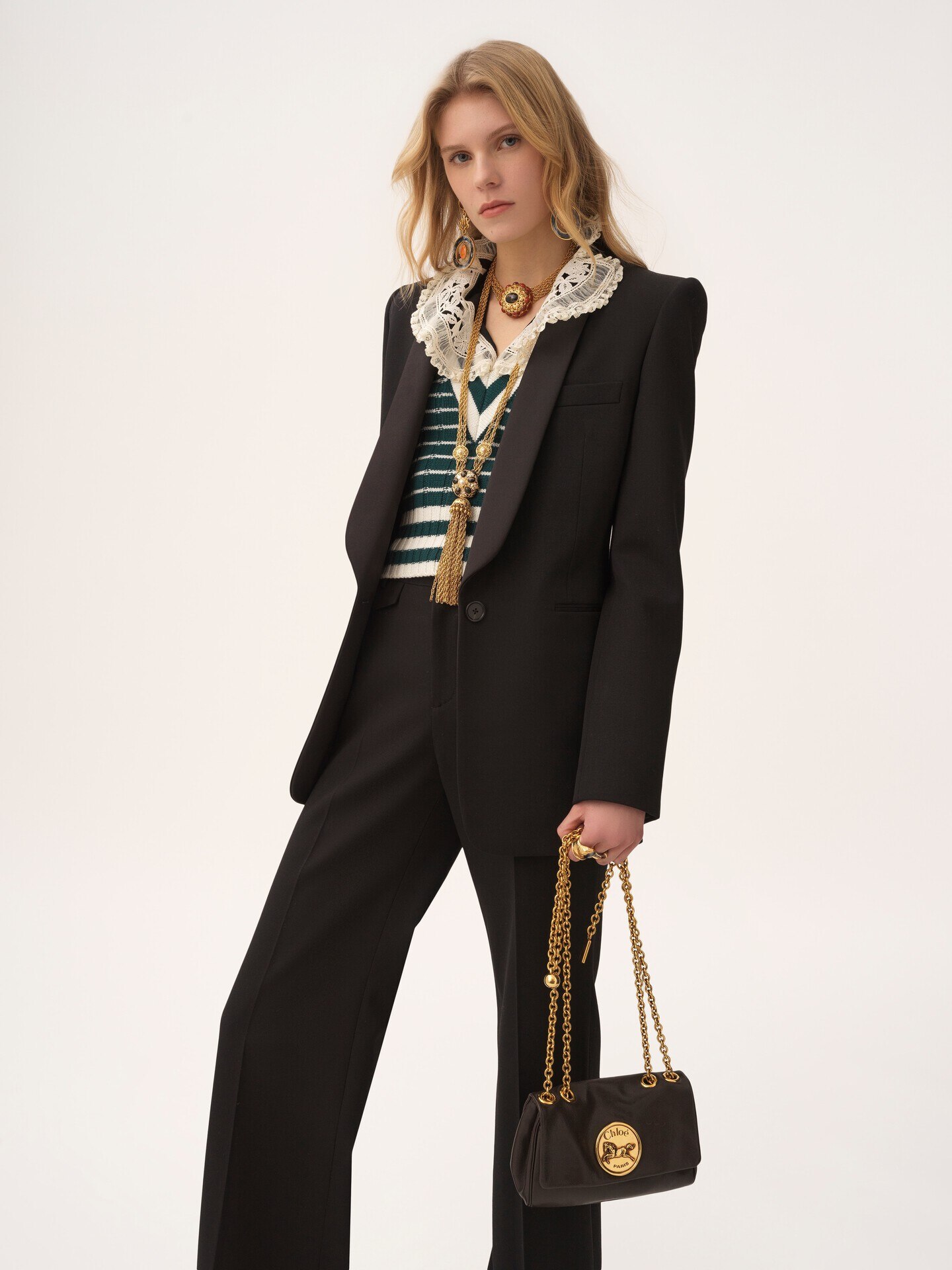 Bolso de hombro peque&ntilde;o Chlo&eacute; Heritage de cuero granulado - 3