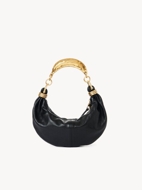 Small Bracelet Hobo Bag in grained leather