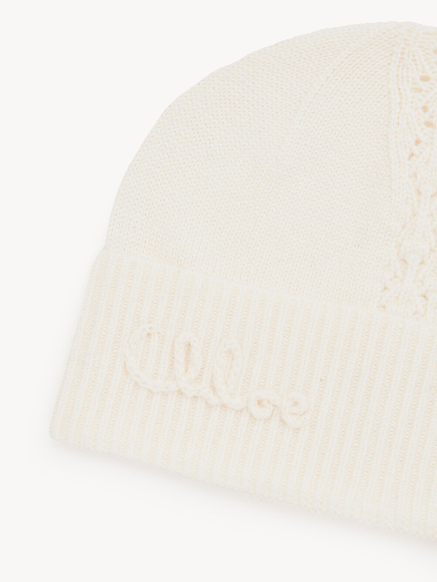 The Chlo&eacute; Lace Knit beanie in wool & lace jacquard - 4