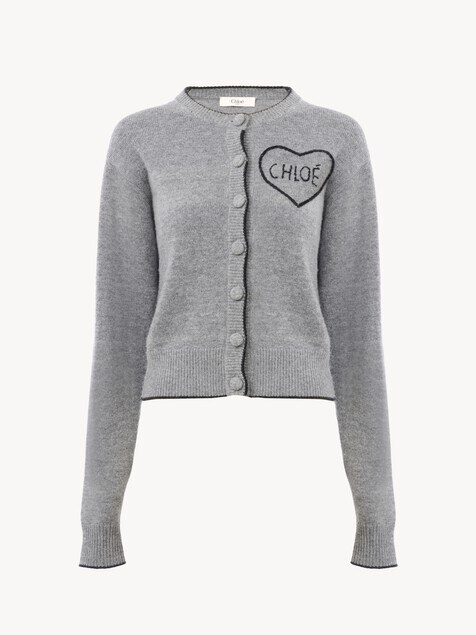 Fitted logo cardigan in a wool & cashmere knit