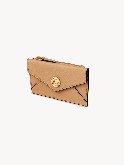 Small Envelope purse with card slots in grained leather
