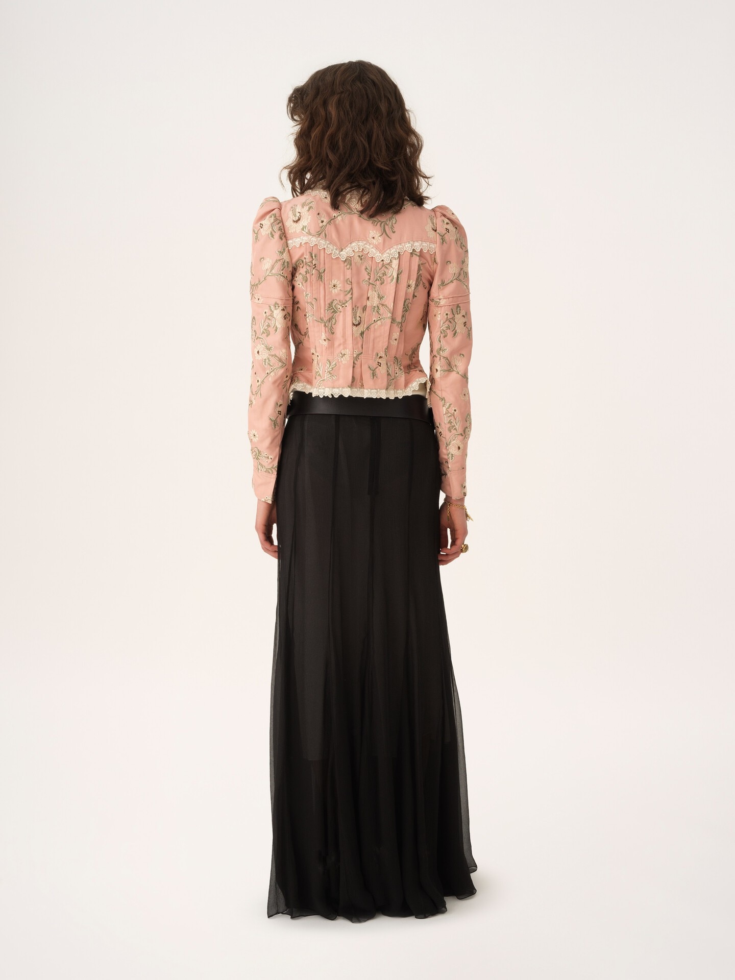 Fluid maxi skirt in silk mousseline  - 5