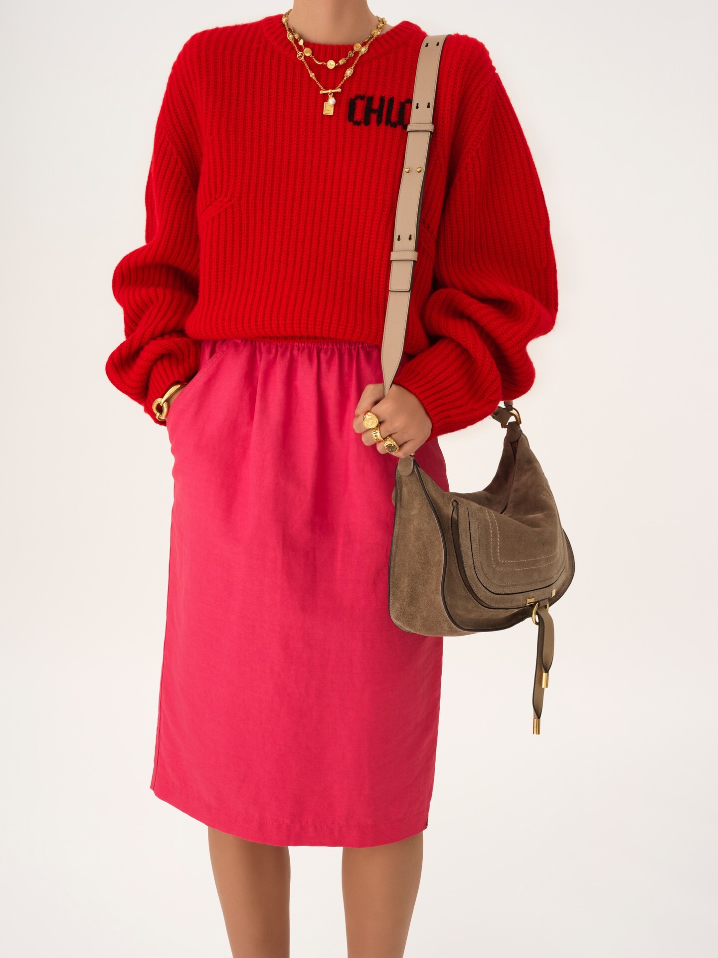 Small Marcie shoulder bag in suede leather - 4