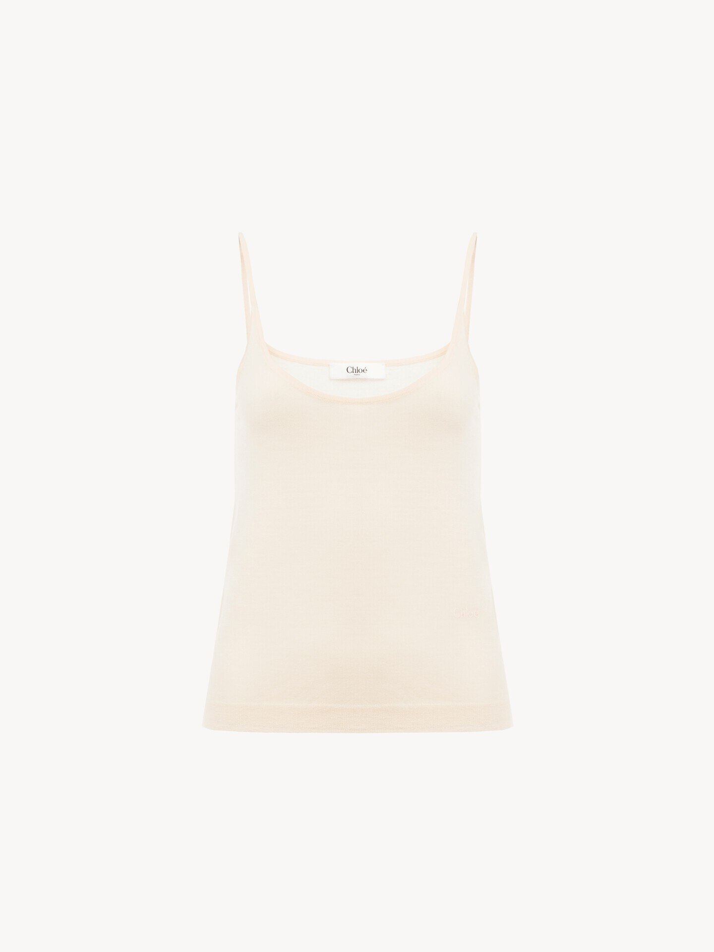 Thin-strap tank top in superfine wool knit  - 1