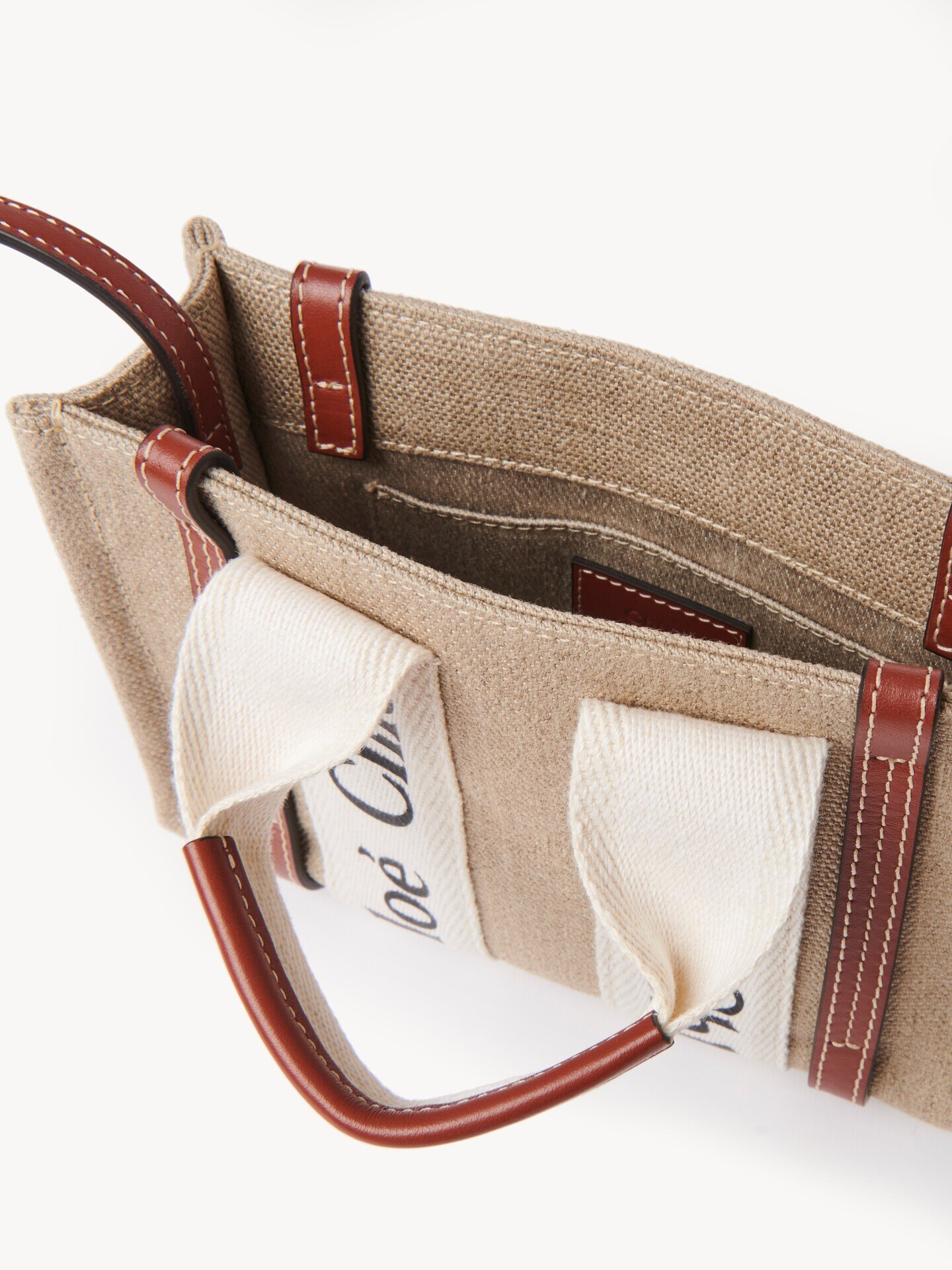 Mini Woody tote bag in linen - 5