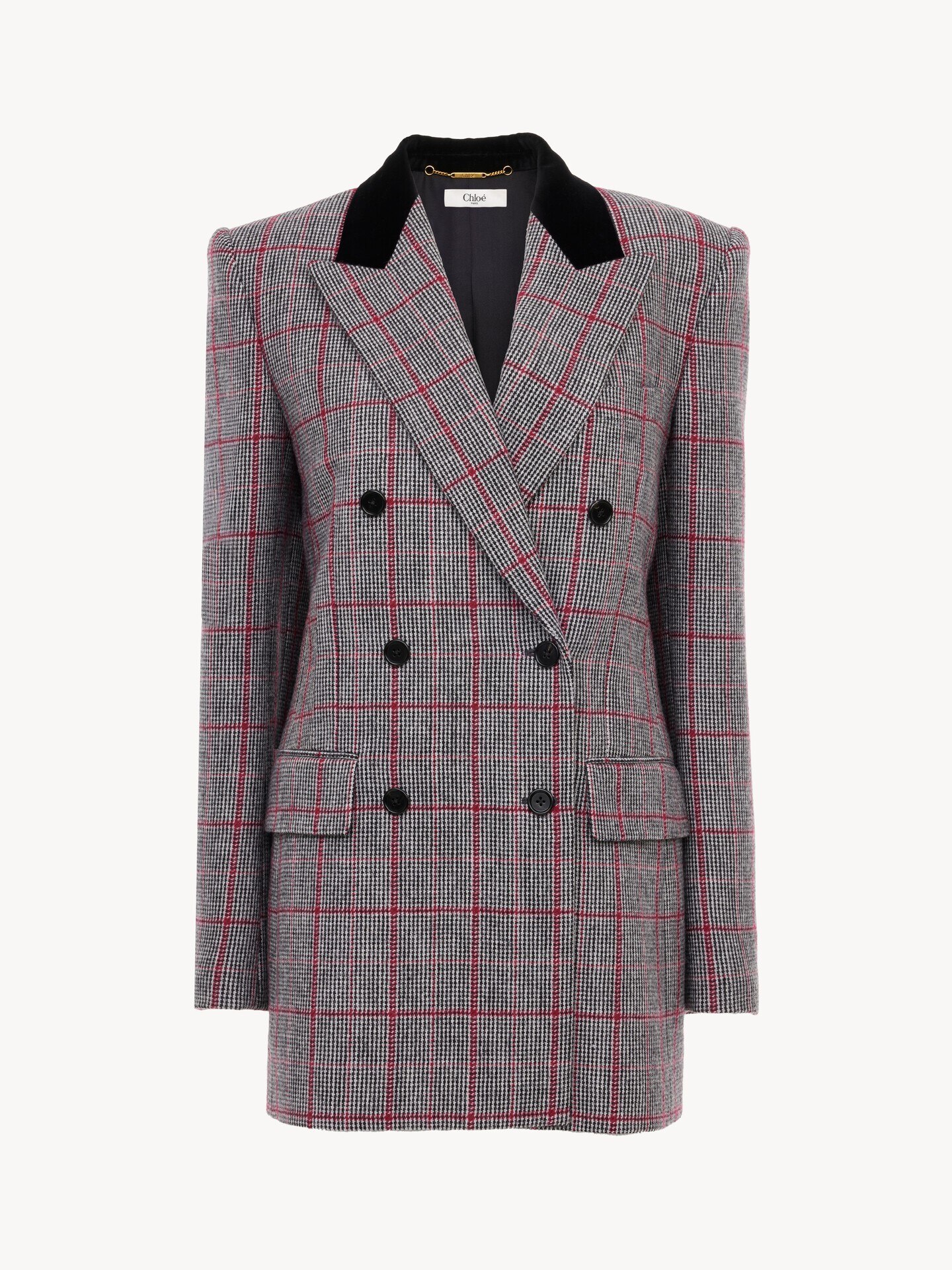 Double-breasted tailored jacket in wool check - 2